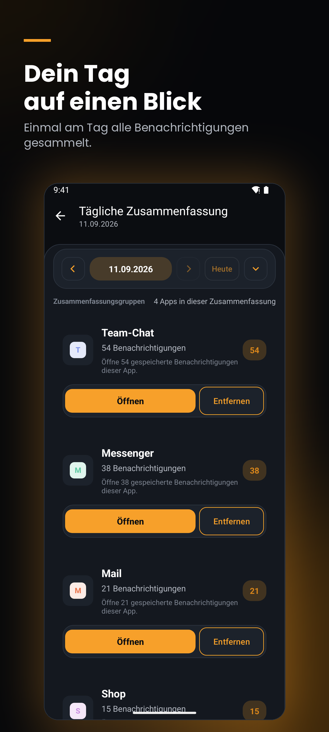 Dein Tag auf einen Blick